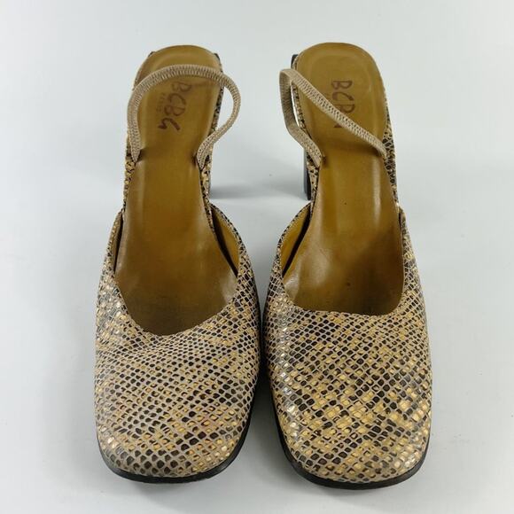 BCBG Vintage Y2K Snakeskin Print Leather Slingback Heels Shoes 8.5 - Picture 3 of 12